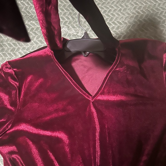 Crushed velvet Christmas red dress - Picture 5 of 9